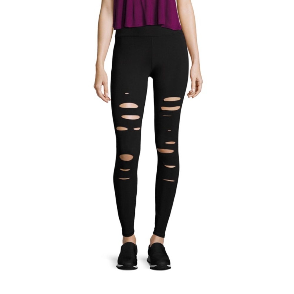 Alo yoga black high waisted ripped warrior legging
